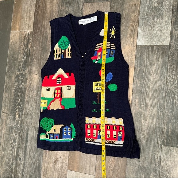Vintage The Eagle's Eye Sweater Vest Medium Cardigan Realtor Real Estate Sold - Picture 9 of 11